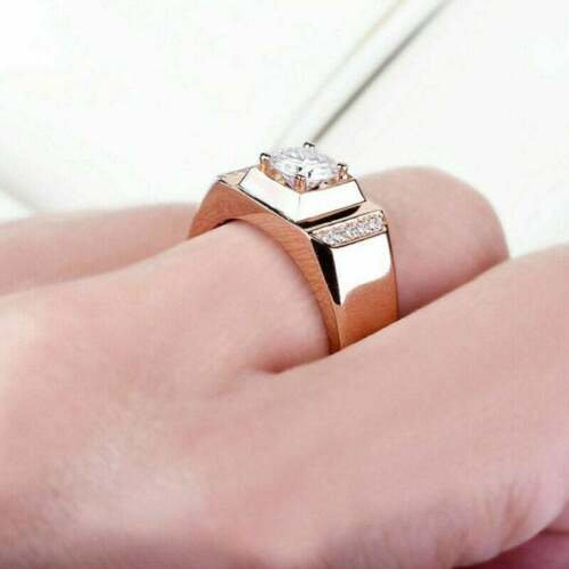 1.30Ct Round Moissanite Solitaire Gents Ring / Men's Etsy