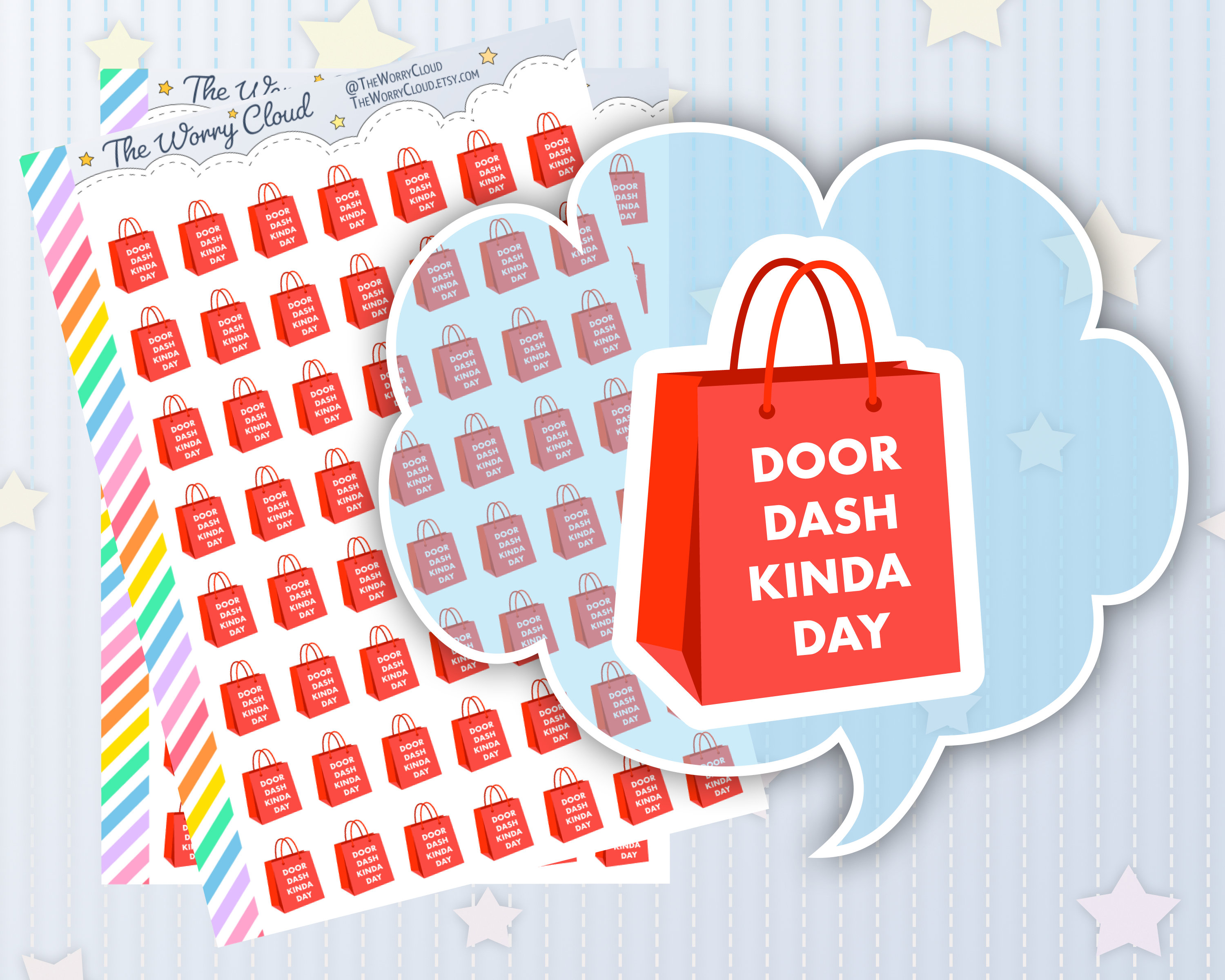 Door Dash Bag Stickers Door Dash Planner Stickers Food Etsy