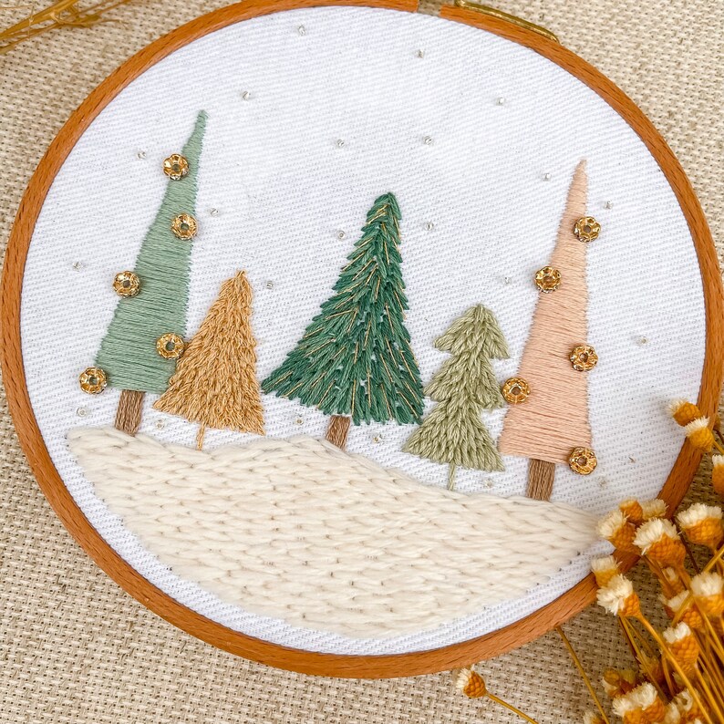 Pastel Christmas Trees Christmas Embroidery Pattern Christmas Tree ...