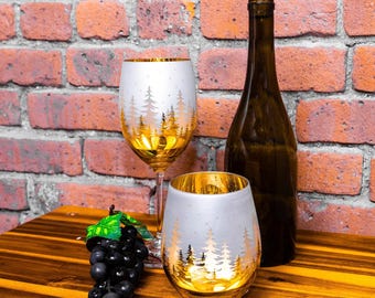 Christmas Wine Glass Etched Wine Glass Christmas Tree Decor Wine Gifts Christmas Gift Cute Wine Glass Bar Cart Decor Christmas Bar Decor