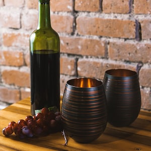 Stemless Wine Glass Black Wine Glasses Copper Wine Glasses Wine Lover Gift For Mom Wine Gift Box For Mom Wine Gifts For Mom Gifts For Her