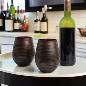 Copper Wine Glasses Unique Black Wine Glasses Wine Glass Set Hand Blown Wine Glasses Gift For Her Wine Gift Box For Mom Wine Gifts For Bride