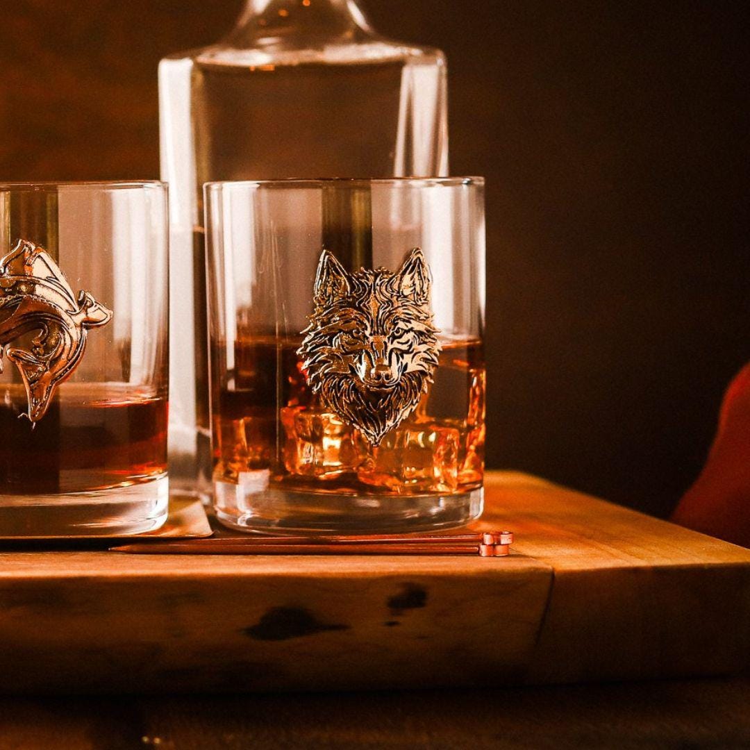 Wolf Whiskey Glasses Old Fashioned Glasses Whiskey Glass Whiskey