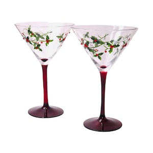 Christmas Martini Glasses Christmas Cocktail Glasses Holiday Gifts For Her Gift for Her Painted Christmas Glasses Unique Martini Glasses