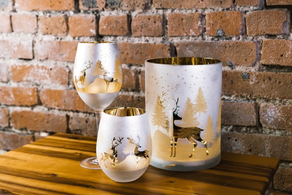Christmas Decor Gifts For Christmas Christmas Glasses Christmas Decorations Xmas Gifts For Her Xmas Gift For Mom Bar Cart Decor