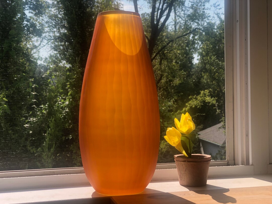 Amber Vase Tall Glass Vase Handblown Glass Vase 14 Vase Etsy UK