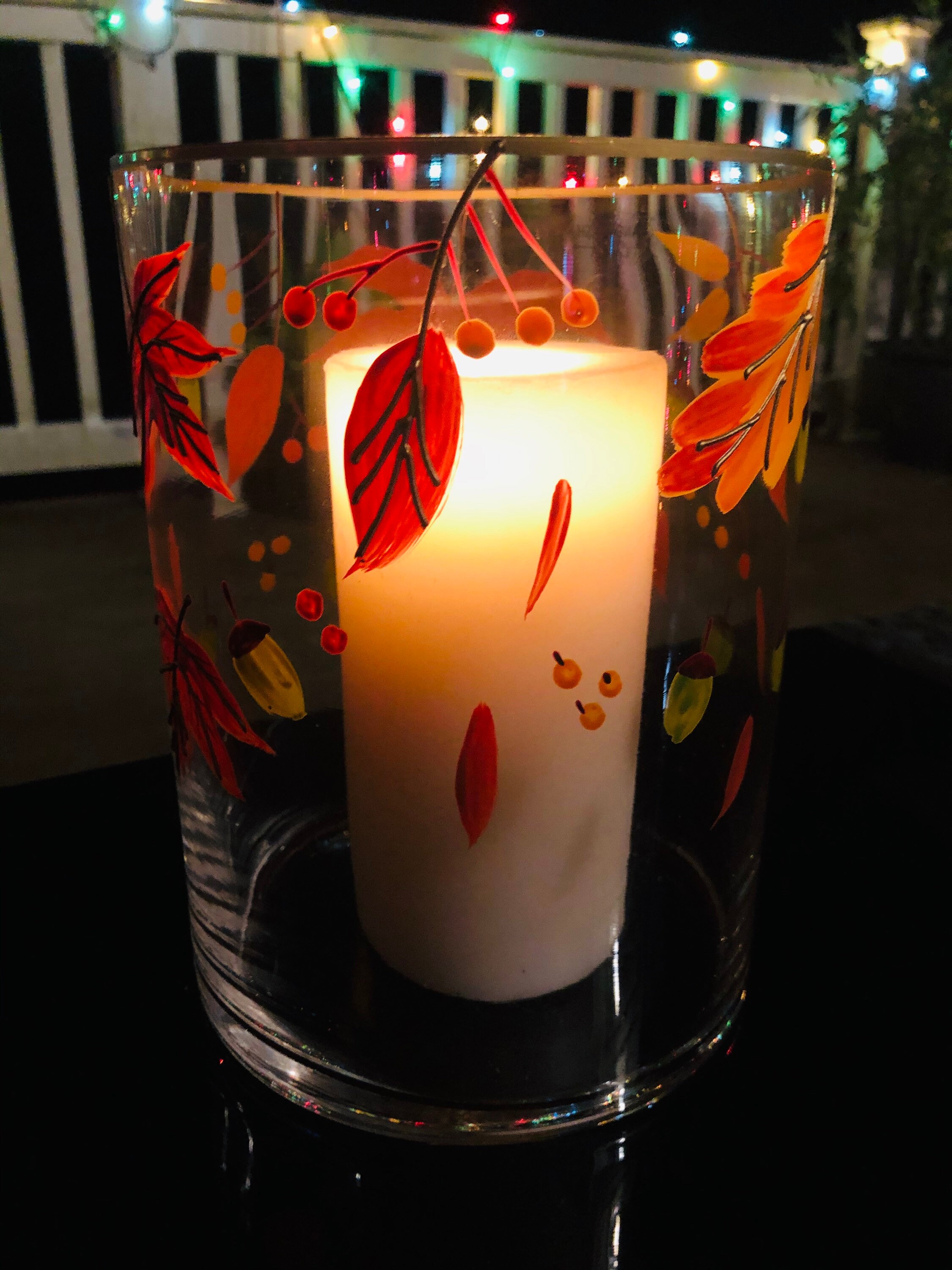 Fall Foliage Hurricane Candle Holder Autumn Hurricane Candle Etsy