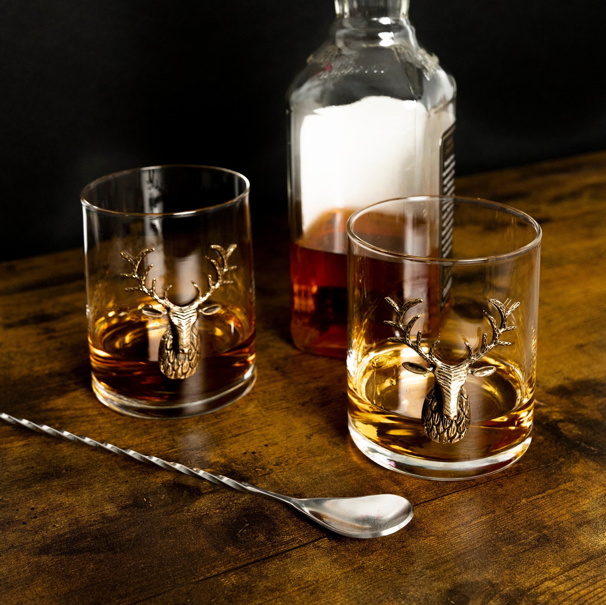 Deer Whiskey Glasses Set Old Fashioned Glasses Whiskey Glass Whiskey Gifts for Him Stag Glasses Gifts Fathers Day Gifts Whiskey Gift For Dad