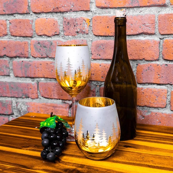 wine glass artwork Wine Glass- Skyline Sunset Art – Rogue Spirits Art main image 1