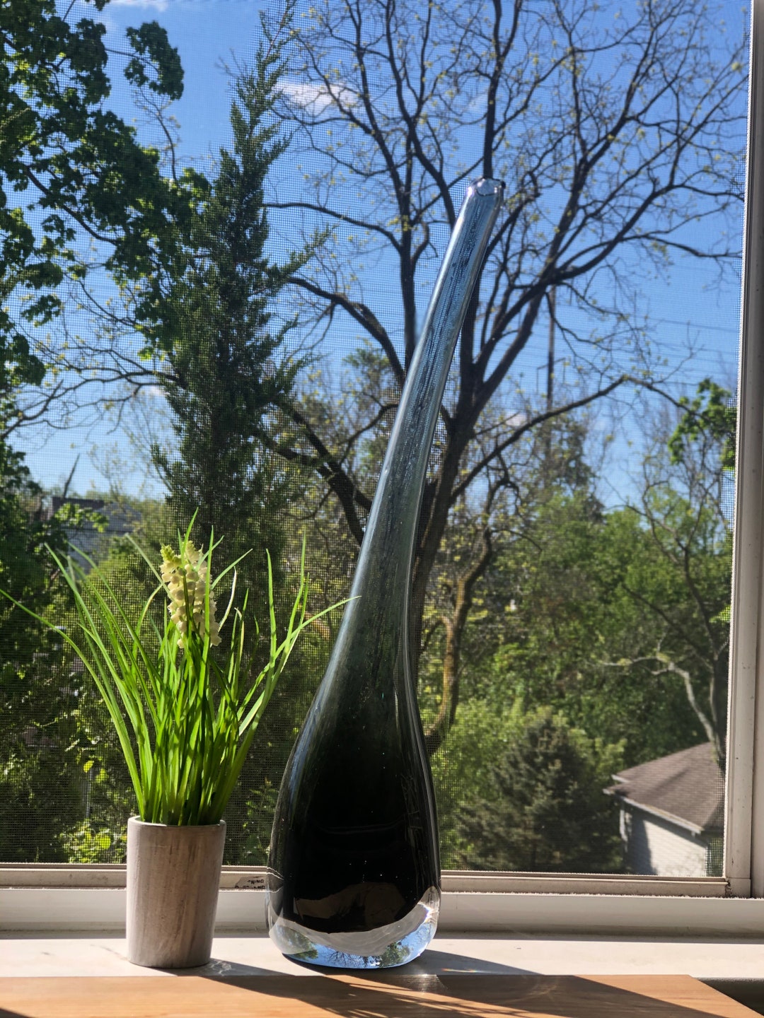 Tall Vase Gray Glass Vase Tall Gray Colored Glass Vases Glass Flower