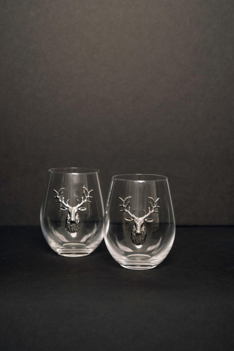 Silver Stag Wine Glass Deer Wine Glasses Gifts for Her Etsy