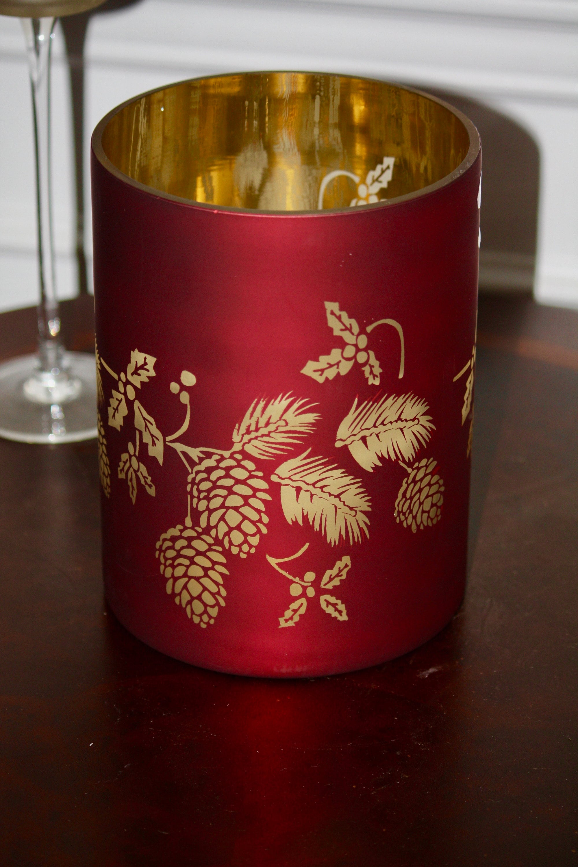 Christmas Candle Holder Hurricane Candle Holder Red and Etsy