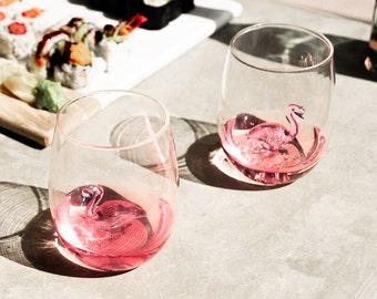 Copas de flamenco, copas de vino de flamenco, juego de copas de vino rosa, bonitos regalos de flamenco para ella, regalos para el hogar, regalos para mamá, regalos para el día de la madre