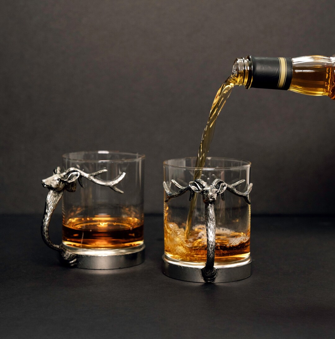 Silver Stag Whiskey Glasses Whiskey Gifts for Him Engraved Whiskey ...