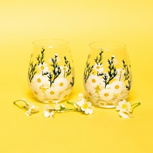 Ensemble de verres à boire peints à la main Ensemble de verres à boire floral unique pour verres d&#39;été Verres à fleurs peints mignons pour cadeau pour la maison