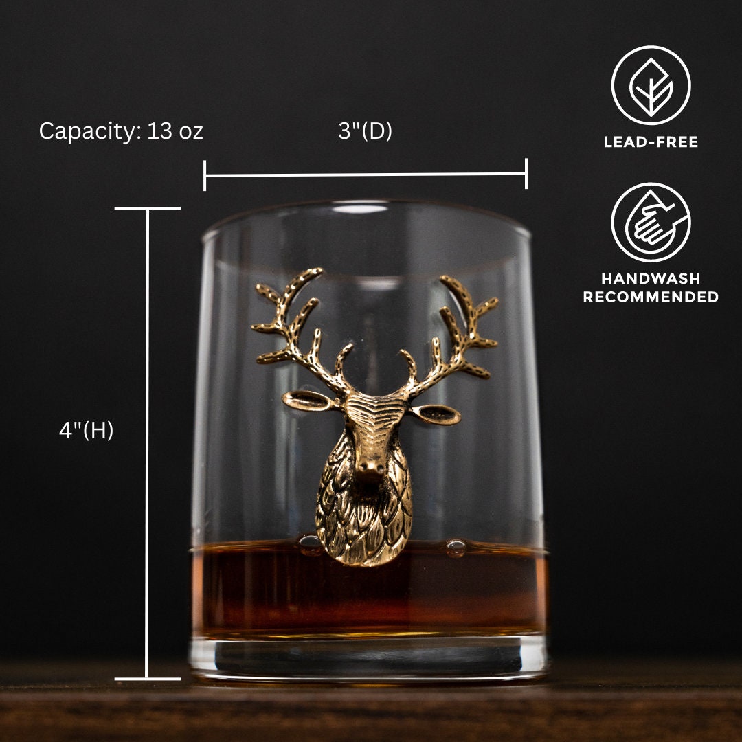Deer Whiskey Glasses Set Old Fashioned Glasses Whiskey Glass Whiskey Gifts for Him Stag Glasses Gifts Fathers Day Gifts Whiskey Gift For Dad