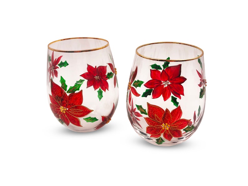 Christmas Wine Glasses Cute Wine Glass Painted Wine Etsy