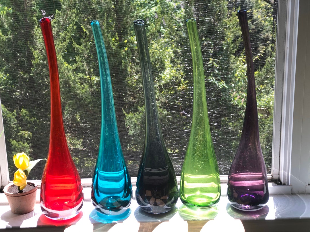 Colored Glass Vases Tall Vase Tall Glass Vase Colorful Vase Tall