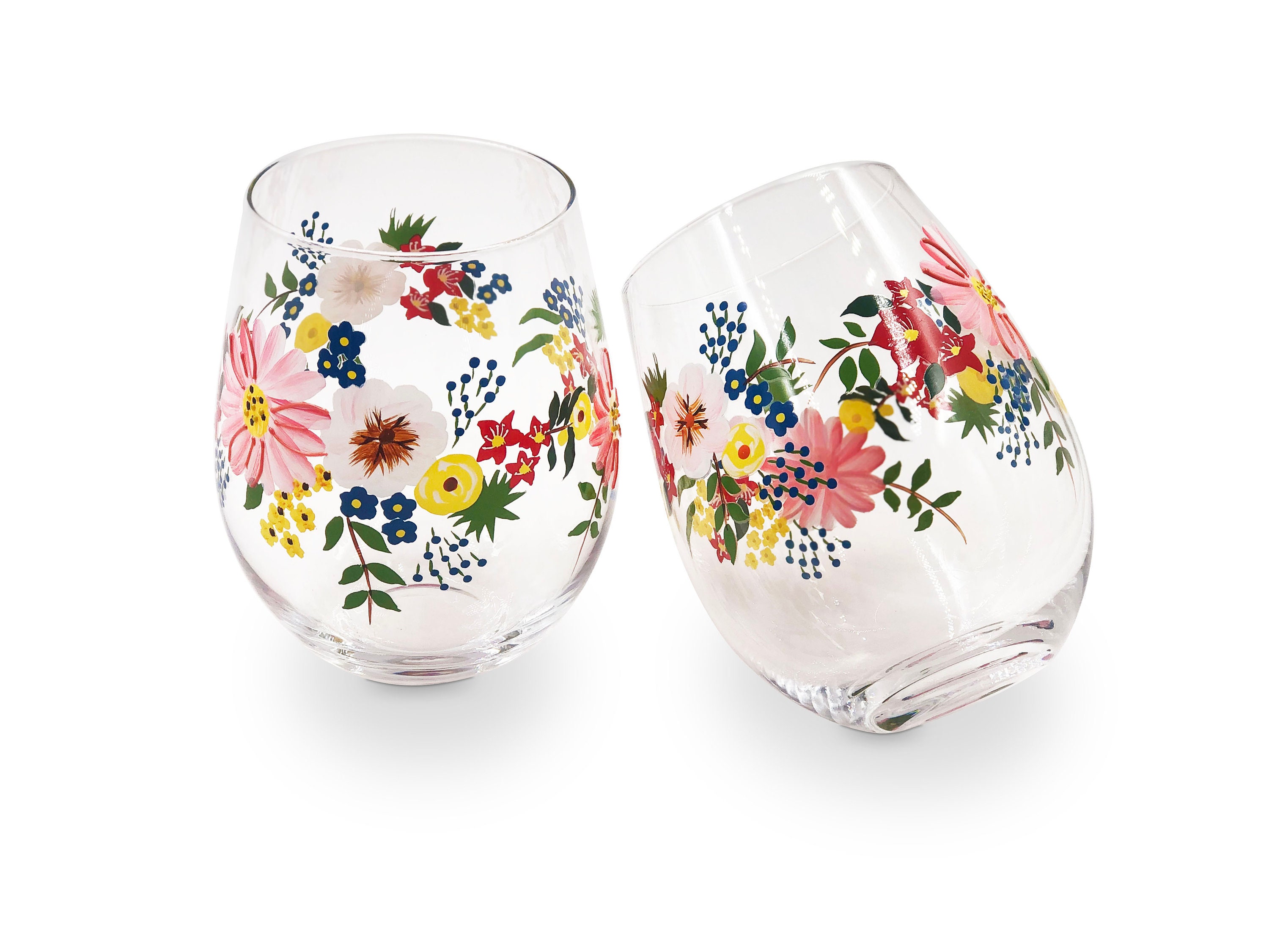 Sommer Blume Gemalt Weinglas Blumen Geätzte Blumen Weingläser Nettes dekoratives Blumenweinglas Nette Weingeschenke für Frauen Wein Dekor