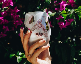 Butterfly Wine Glass Pink Wine Glass Unique Wine Glass Wine Gifts for Mom Butterfly Cups Mothers Day Gift For Mom Gift Birthday Gift For Her