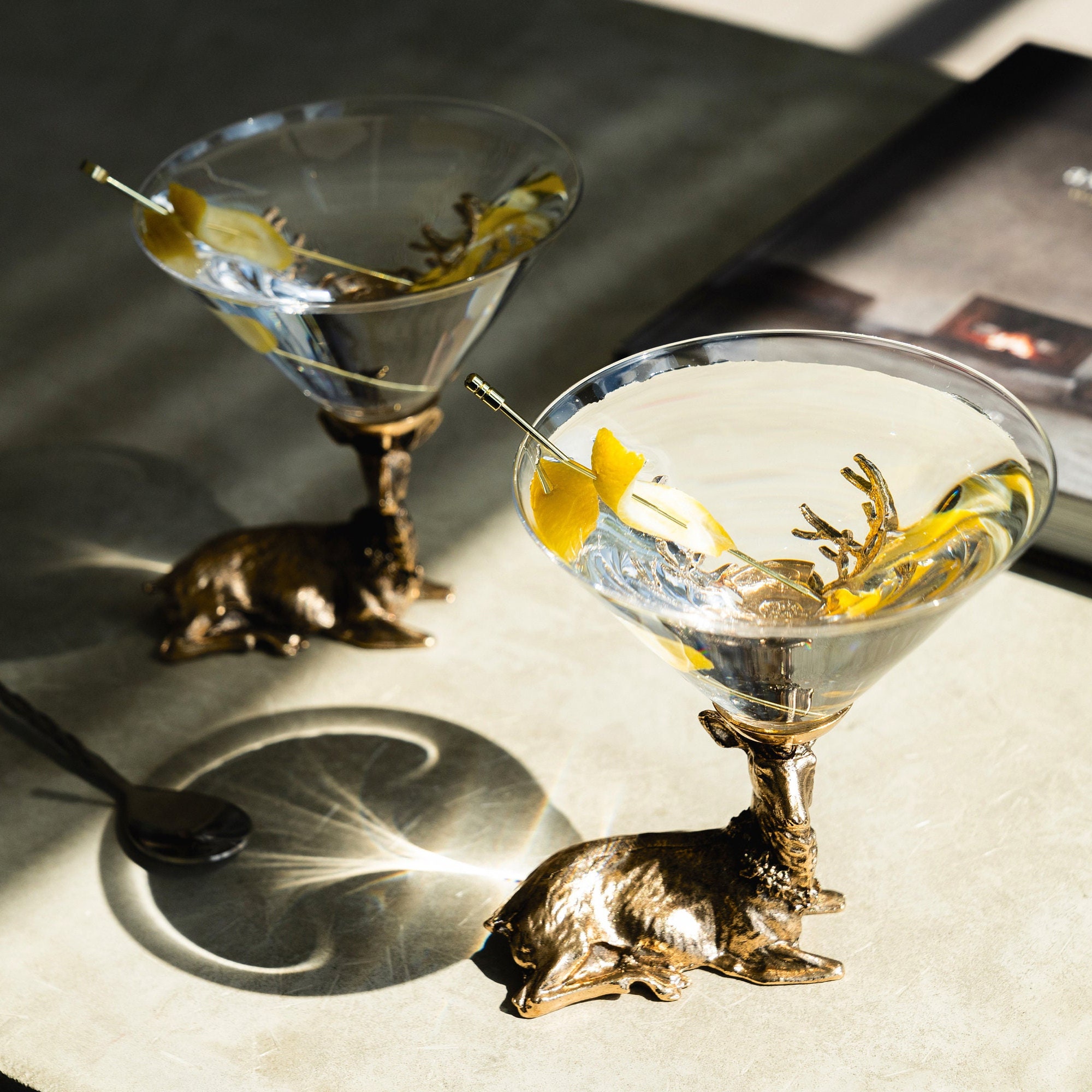 Gold Stag Vintage Martini Glasses for Her Martini Gift for Her Stemless  Martini Glasses Unique Cocktail Glasses for Her Martini Gifts 