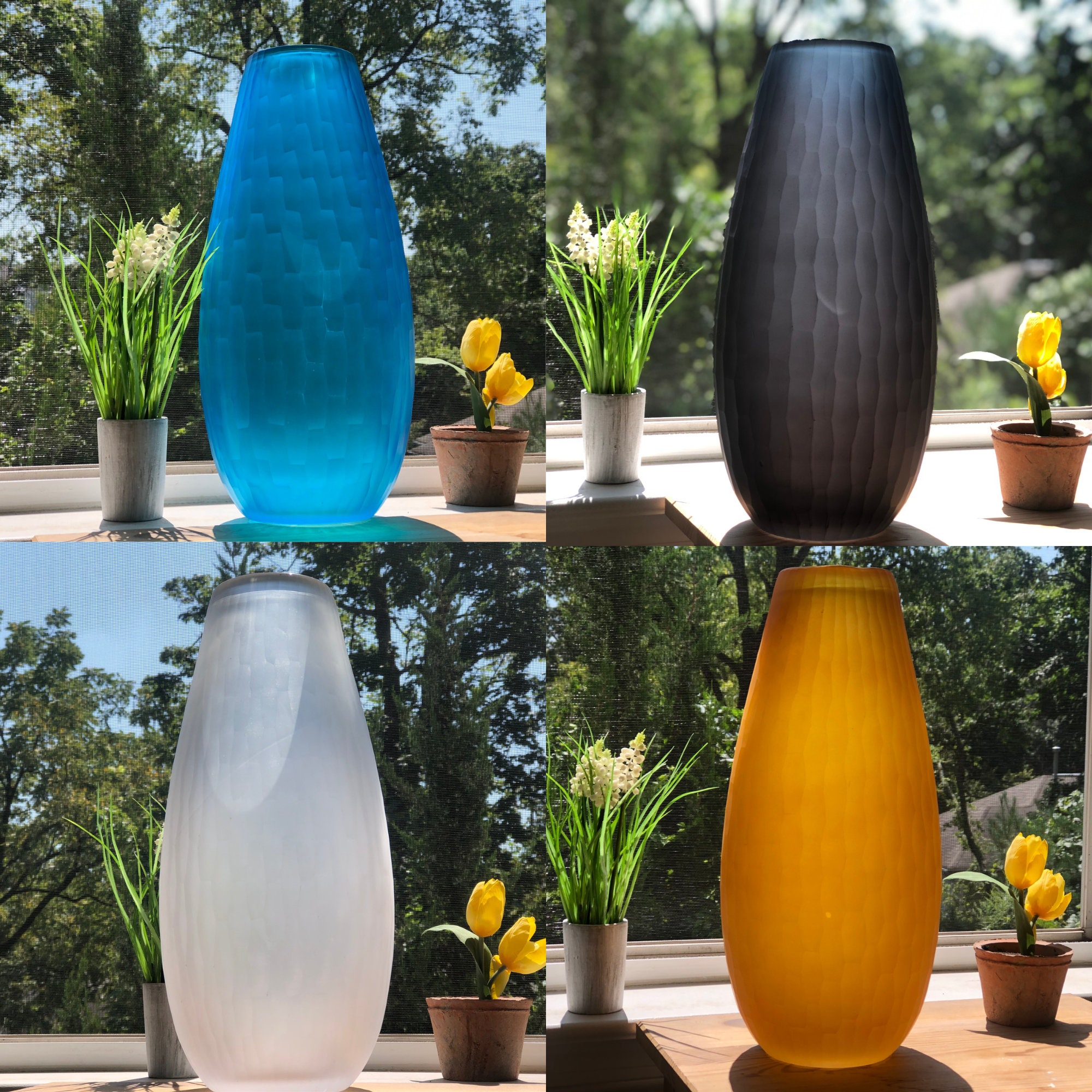 large colored glass vases