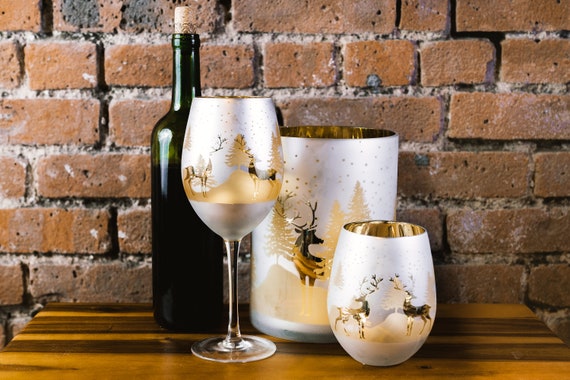 Way to Celebrate Clear Glass Stemless Wine Glass with Skull