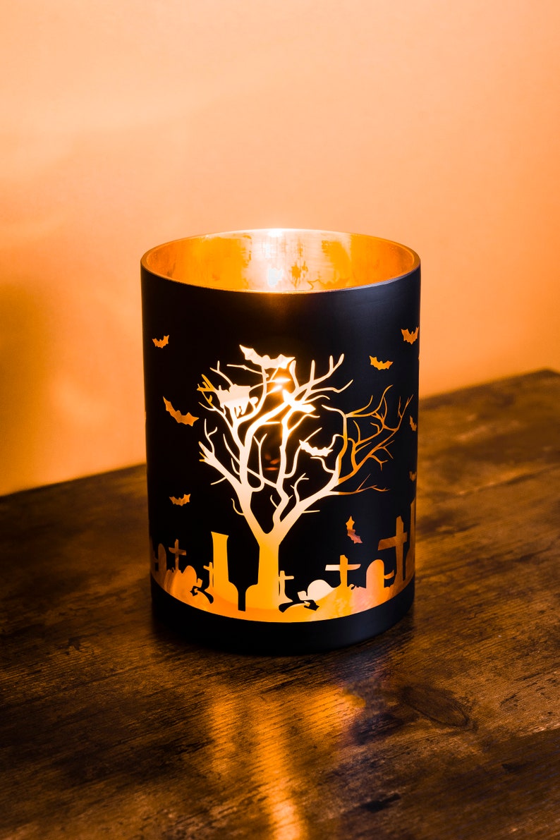 Halloween Candles Halloween Candle Holder Black Candle Etsy