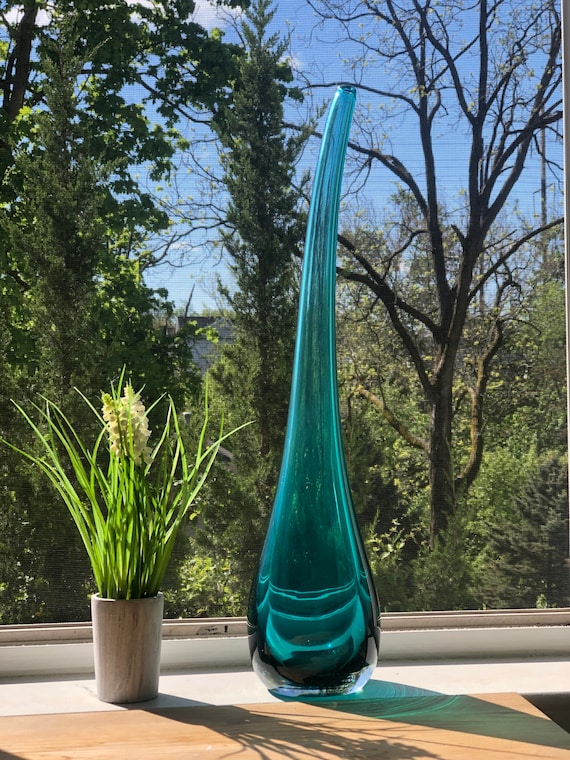 Tall Blue Glass Vase Blue Colored Glass Vases Tall Vase Glass