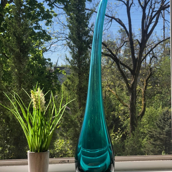 Blue Glass Vase Etsy