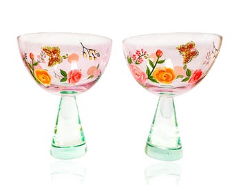 Pink Coupe Glasses Unique Coupe Glasses Painted Coupe Glasses Butterfly Coupe Glasses Mothers Day Gift For Mom Gift For Hostess Gifts