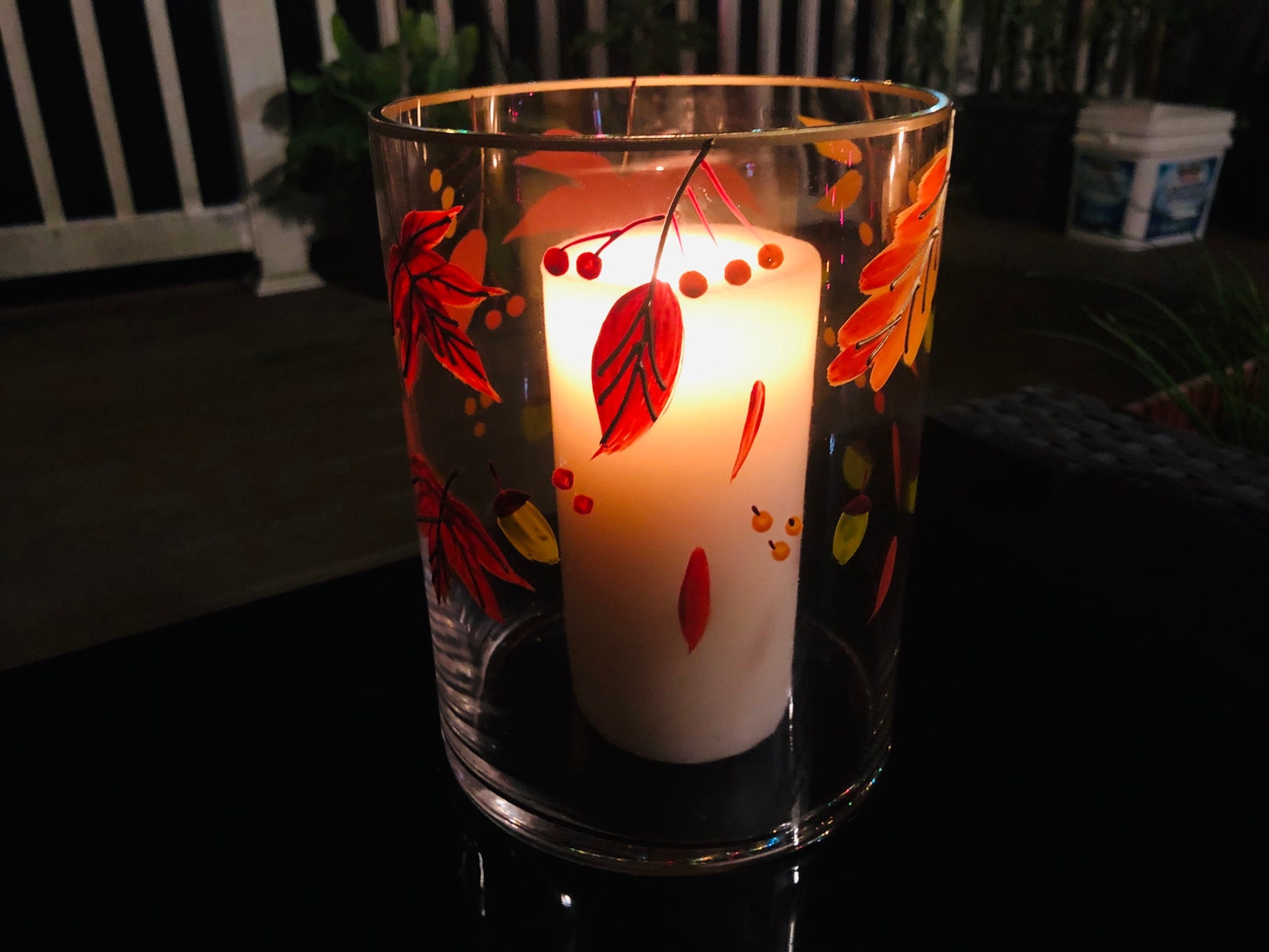 Fall Foliage Hurricane Candle Holder Autumn Hurricane Candle Etsy