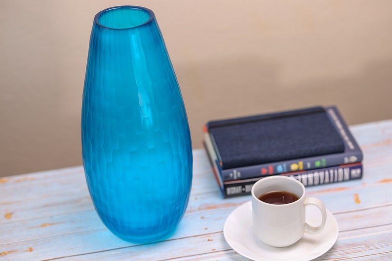 Blue Colored Glass Vases Colorful Vase Unique Vases Etsy