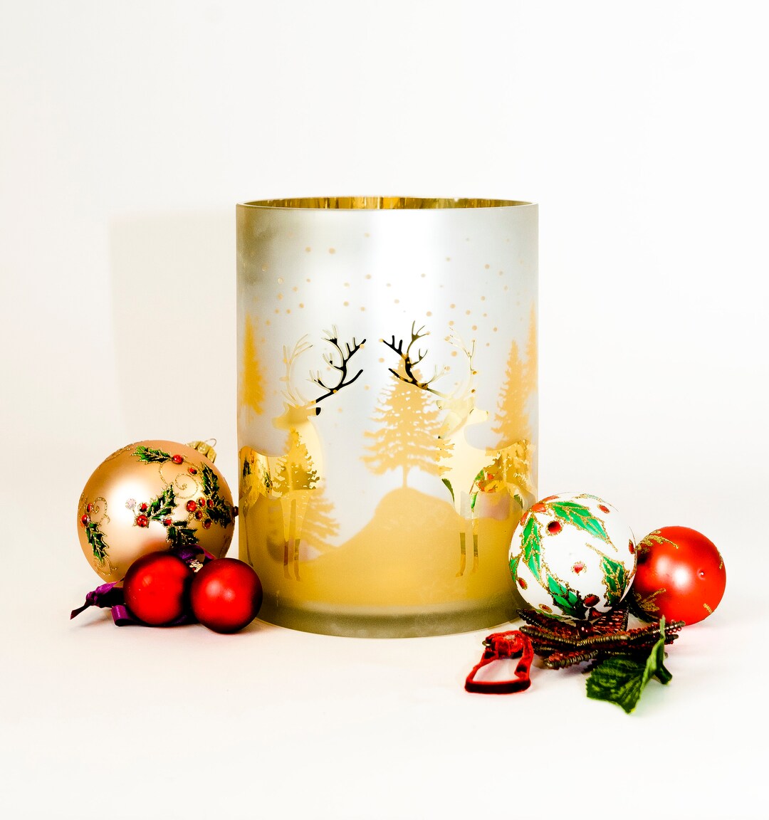 Christmas Candle Holder Winter Candle Holder Gold Pine Tree Etsy UK