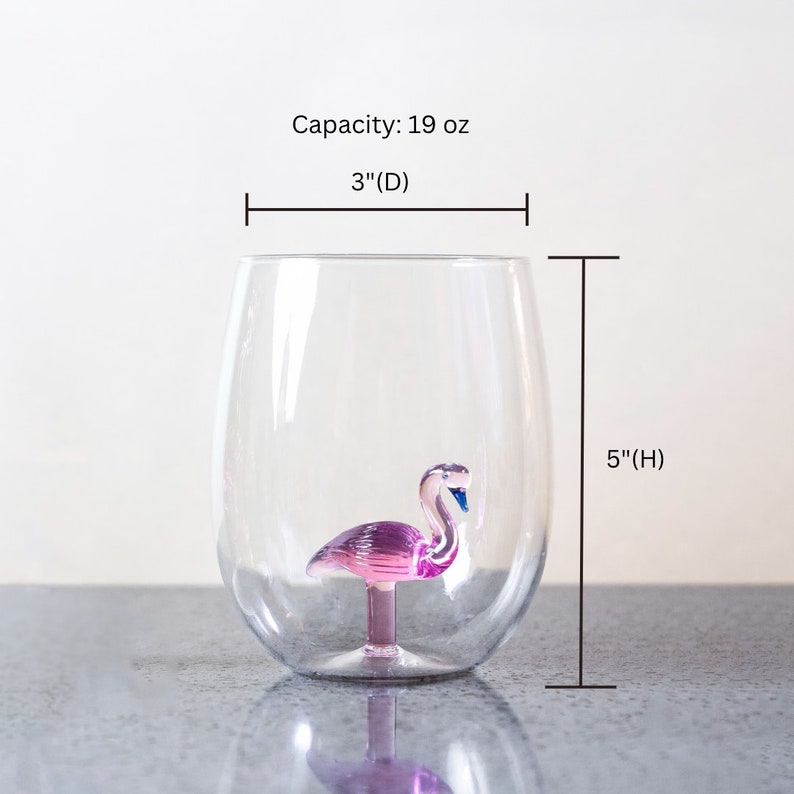 Flamingo Glass Set Unique Pink Drinking Glass Set Cute Pretty Drinking Glasses For Her Gifts Home Gifts For Mom Gift For Housewarming Party image 8