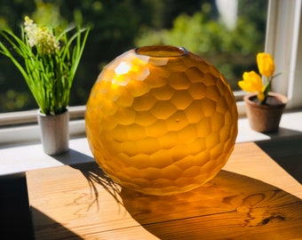 Amber Orb Round Glass Flower Vase