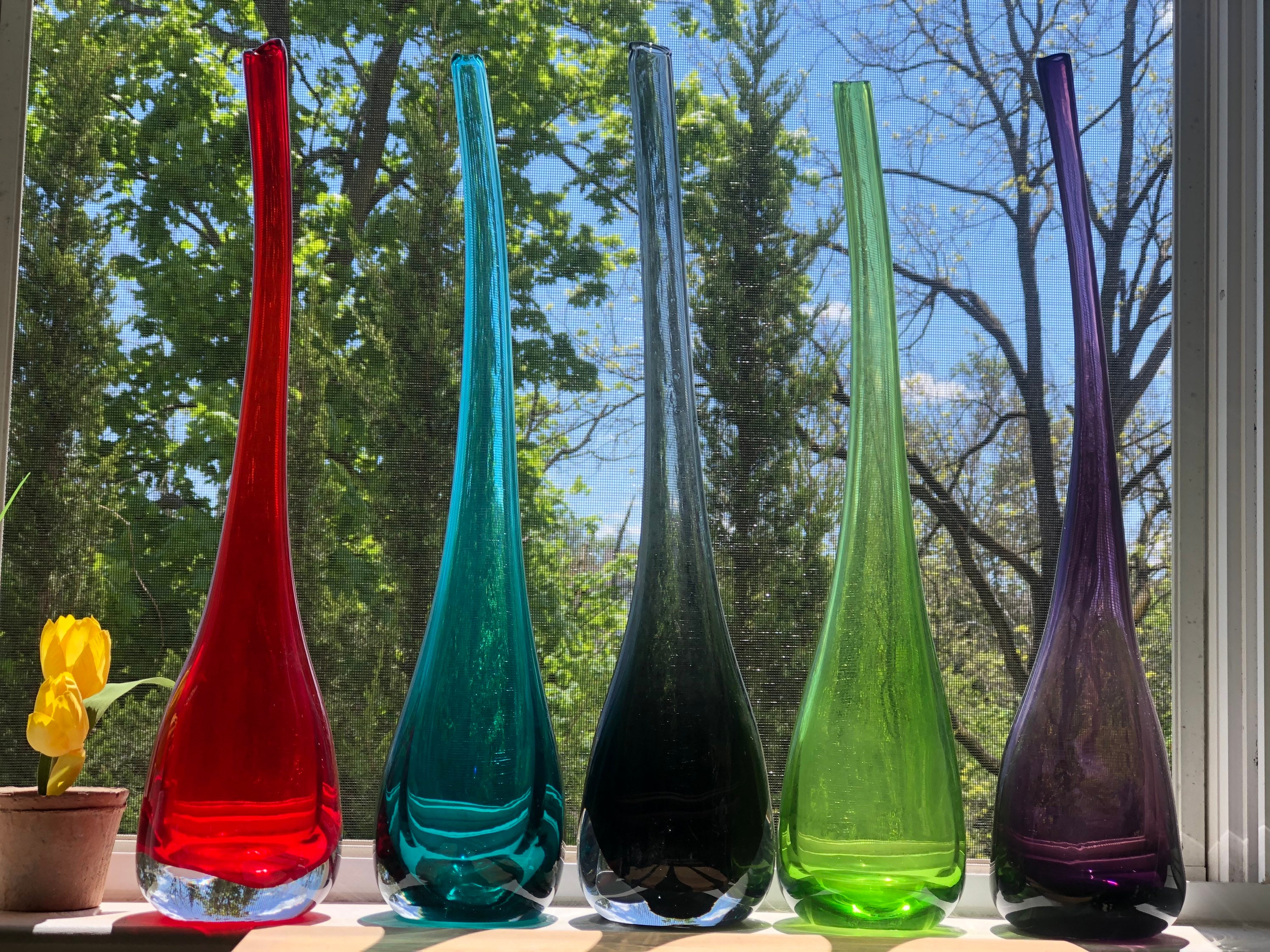 Colored Glass Vases Colorful Vase Tall Vase Tall Etsy