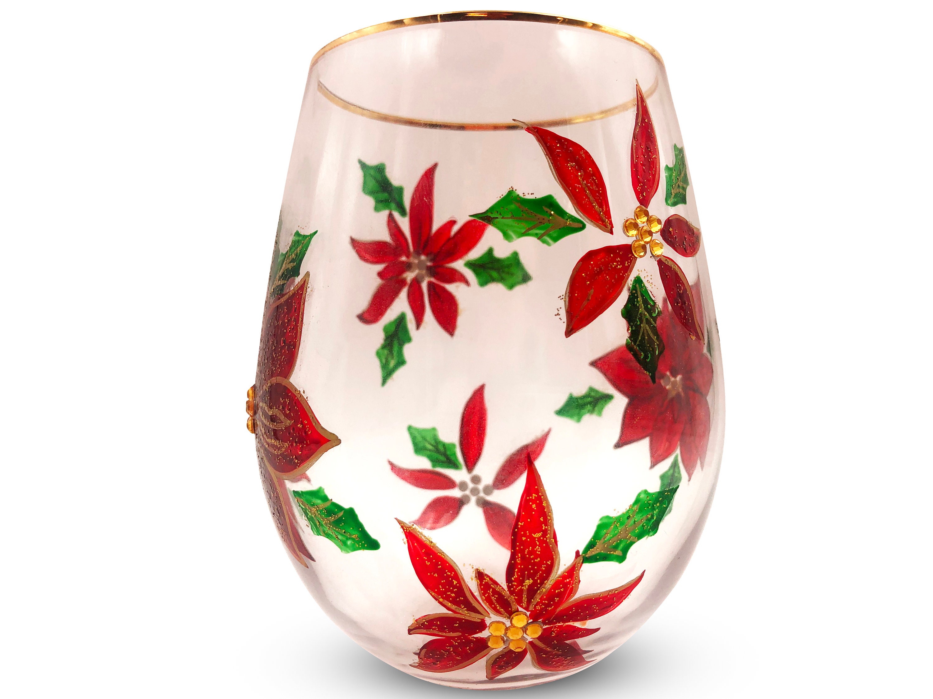 Christmas Wine Glasses Cute Wine Glass Painted Wine Etsy