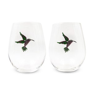 Hummingbird Stemless Wine Glasses Spring Nature Gift Stemless Wine Glasses Bedazzled Wine Glass, Hummingbird Wine Glass Hummingbird Gifts