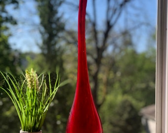 Red Vase Red Glass Vase Red Colored Glass Vases Decor Tall Thin Vase Glass Vase For Home Decor Tall Skinny Vase Tall Vase Tall Glass Vases