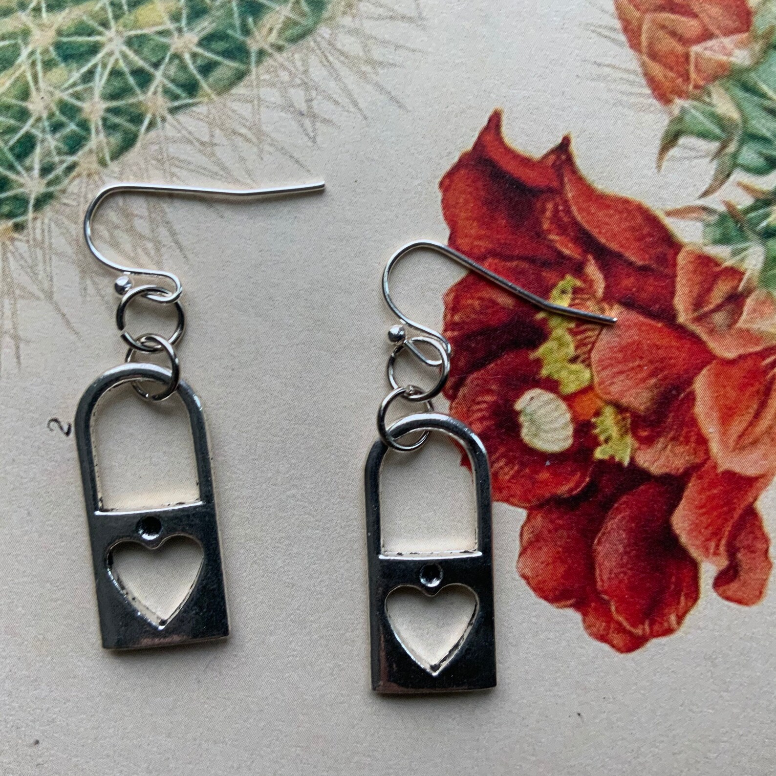Silver Lock Earrings Etsy