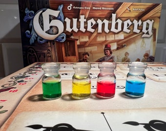 Gutenberg ink bottles (board game tokens)
