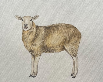 Sheep wall art - rustic nursery décor - original animal painting