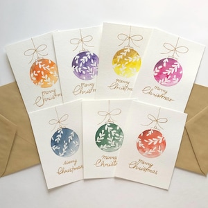Tarjetas navideñas de acuarela hechas a mano, tarjetas navideñas personalizadas, tarjeta de regalo navideña, tarjetas navideñas pintadas a mano, juego de 7 tarjetas navideñas