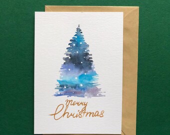 水彩クリスマスカード手作り、カスタムクリスマスカード、クリスマス