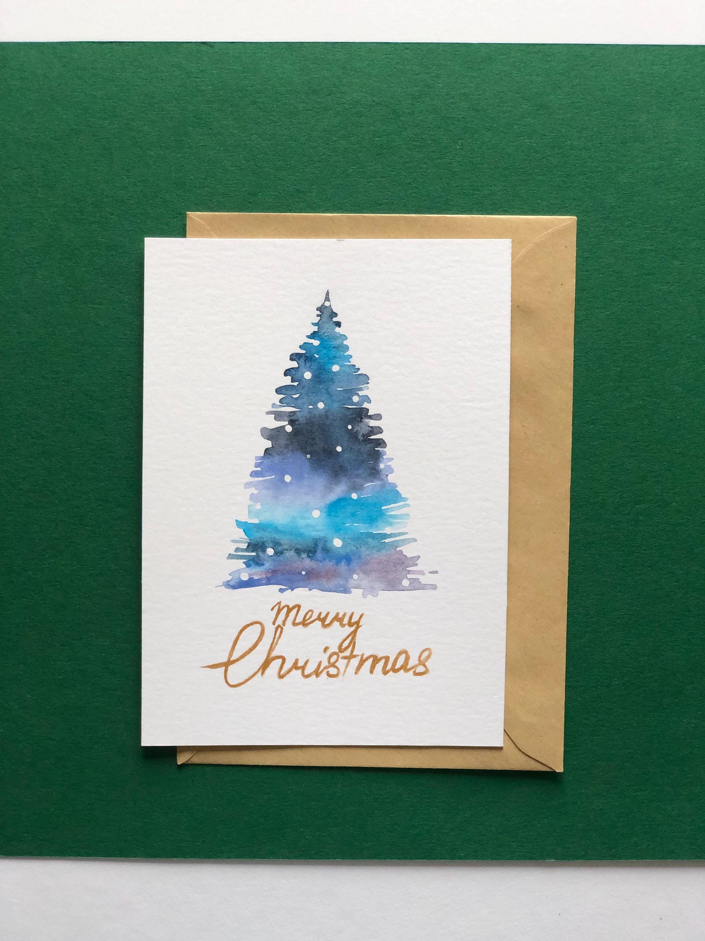 水彩クリスマスカード手作り、カスタムクリスマスカード、クリスマス