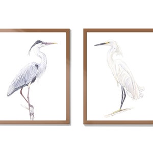 Heron watercolor print blue heron printable art blue heron wall art blue heron water color