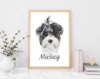 Custom Pet Portrait Watercolor, Yorkie Painting, Watercolor Pet Portrait, Custom Painting from Photo, Pet Loss