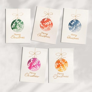 Handgemaakt aquarel kerstkaarten, aangepaste kerstkaarten, kerstcadeaukaart, handgeschilderde kerstkaarten, set kerstkaarten 5