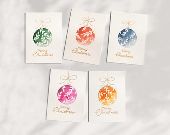 Handgemaakt aquarel kerstkaarten, aangepaste kerstkaarten, kerstcadeaukaart, handgeschilderde kerstkaarten, set kerstkaarten 5